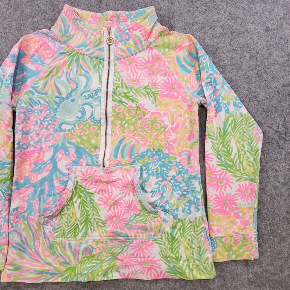 Lilly Pulitzer Skipper Popover Womens Small 1/2 Zip Coral UPF 50+ Sweatshirt - Picture 2 of 15